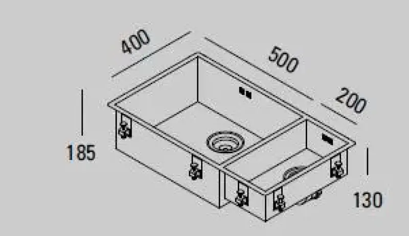 ABK Bingara grote anderhalve 1,5 rvs spoelbak 50x40+20x40 cm Vlakinbouw onderbouw en opbouw BIN5020FVI