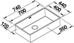 Blanco spoelbak Zerox 700-U onderbouw 521593 Nieuw