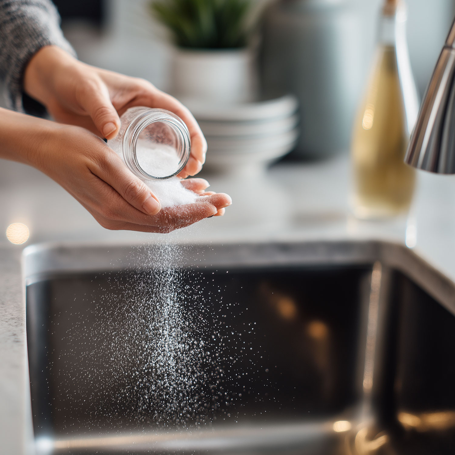De kracht van zuiveringszout en azijn: een eenvoudige truc om de gootsteen schoon te maken